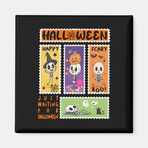 Imã Carimbo de Poena de Halloween Carimbo Retro Skelet