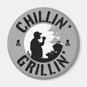 Imã Carimbo Preto Chillin' & Grillin