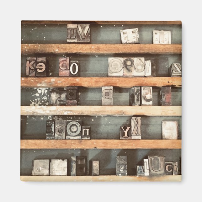 Imã carimbos de blocos de impressão antigos (Frente)