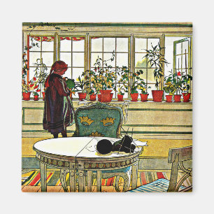 Imã Carl Larsson - Flores em uma janela