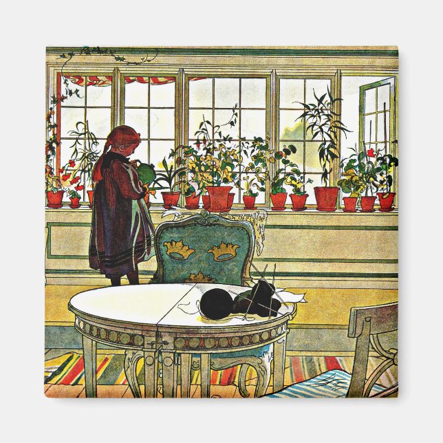 Imã Carl Larsson - Flores em uma janela (Frente)