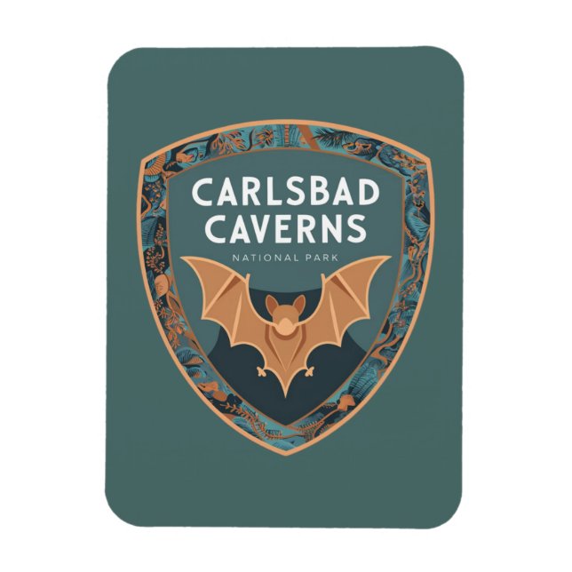 Ímã Carlsbad Caverns US National Park Bat Emblem (Vertical)