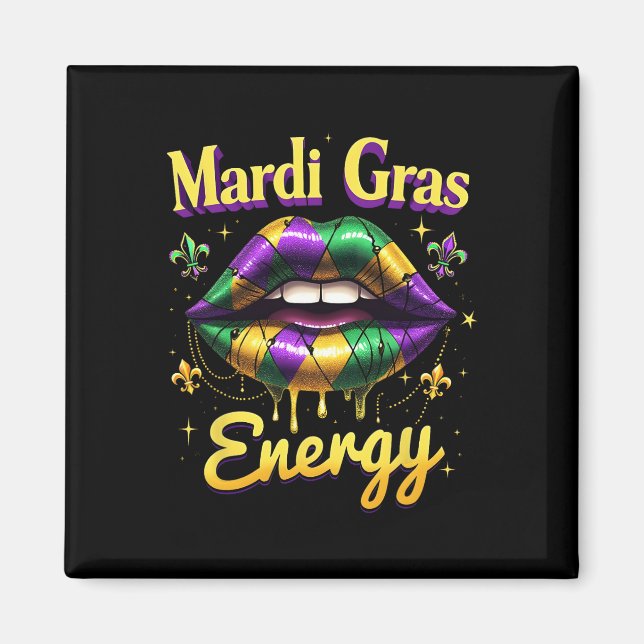 Imã Carnaval de Energia Mardi Gras Lábios Nova Orleans (Frente)