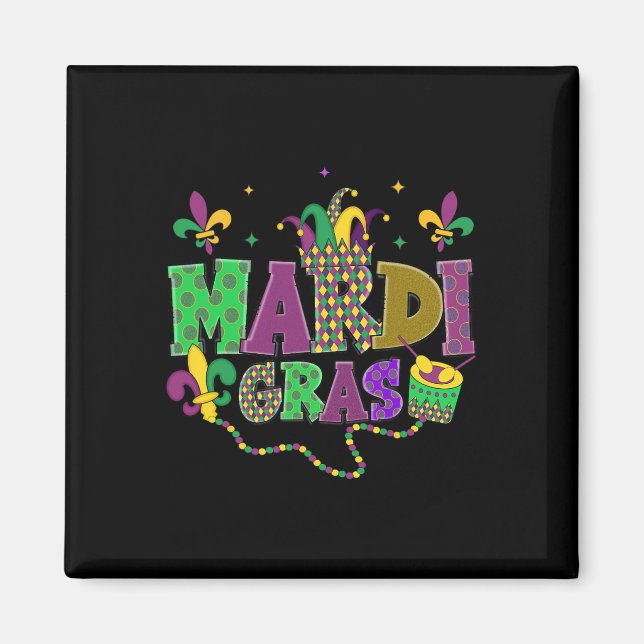 Imã Carnaval de Mardi Gras Fat Terça-Feira Fleur De Li (Frente)