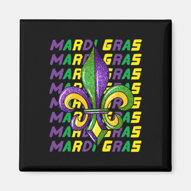 Imã Carnaval de Mardi Gras Fat Terça-Feira Fleur De Li (Frente)