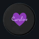 Imã Caroline em Roxo<br><div class="desc">Bonito design de nome de coração roxo para Caroline. Um presente bonito para as meninas.</div>