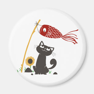 Imã Carp Streaming Happy cat - Escolha a cor de fundo