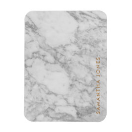 Ímã Carrara Branca Marble Clássico Dourado Personaliza