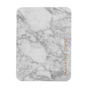 Ímã Carrara Branca Marble Clássico Dourado Personaliza