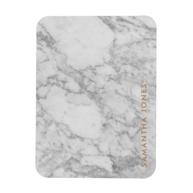 Ímã Carrara Branca Marble Clássico Dourado Personaliza (Vertical)