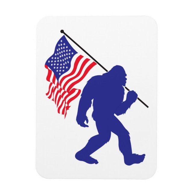 Ímã Carregando Bigfoot e bandeira americana (Vertical)