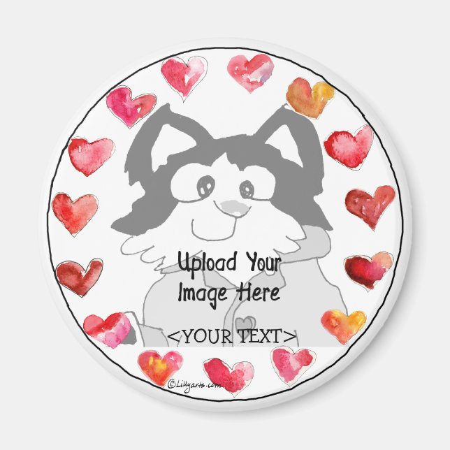 Imã Carregar Fotografias Corações Personalizados (Frente)