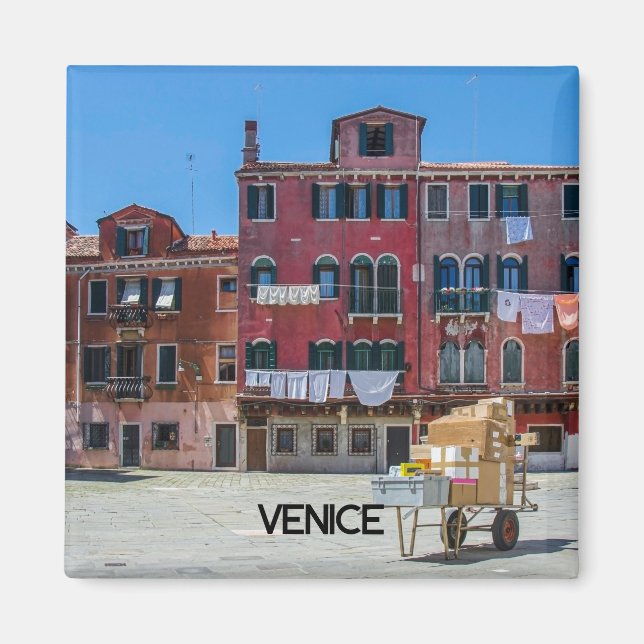 Imã Carrinho com caixas em Veneza (Frente)