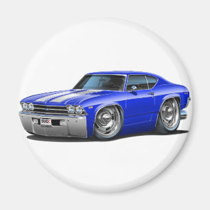 Imã Carro 1969 Azul-Branco de Chevelle