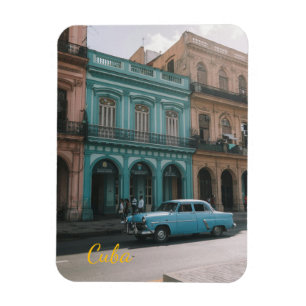 Ímã Carro Americano Clássico Turquesa Antigo Havana Cu