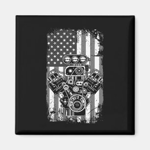 Imã Carro Antigo com Pistão da Bandeira Americana Humo