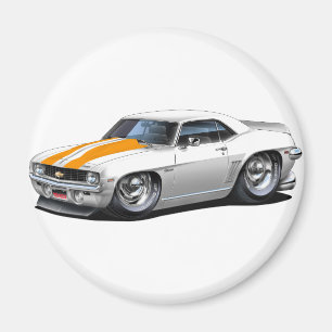 Imã Carro Branco-Laranja Camaro SS 1969