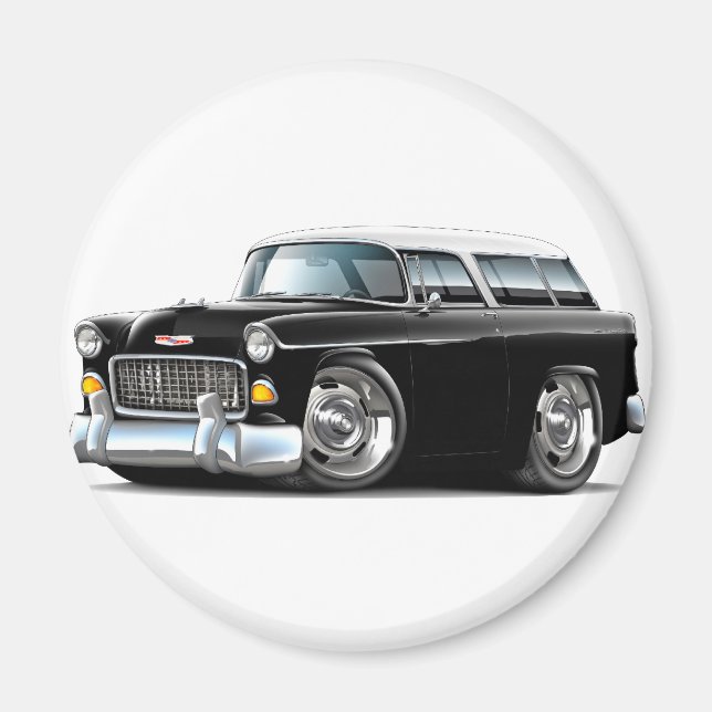 Imã Carro branco-preto Chevy Nomad 1955 (Frente)
