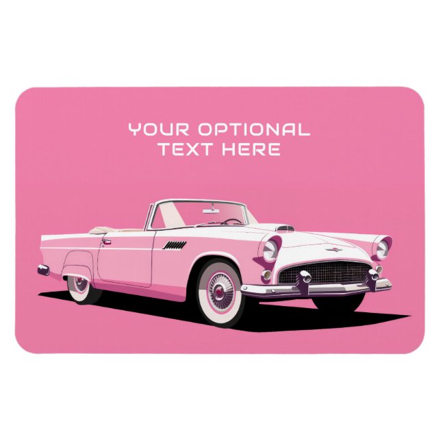 Ímã Carro Clássico Rosa de Texto Personalizado (Horizontal)