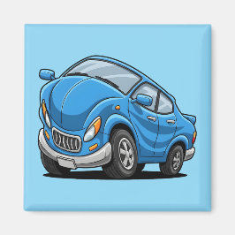 Imã Carro de Desenho Animado Azul Deformado Automático