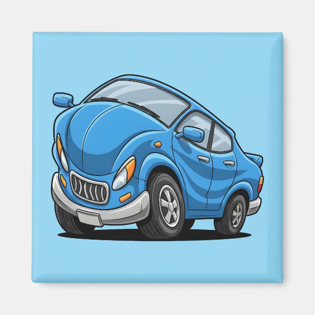Imã Carro de Desenho Animado Azul Deformado Automático (Frente)