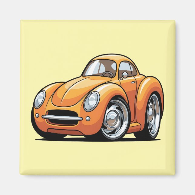 Imã Carro de Desenho Animado Laranja Clássico (Frente)