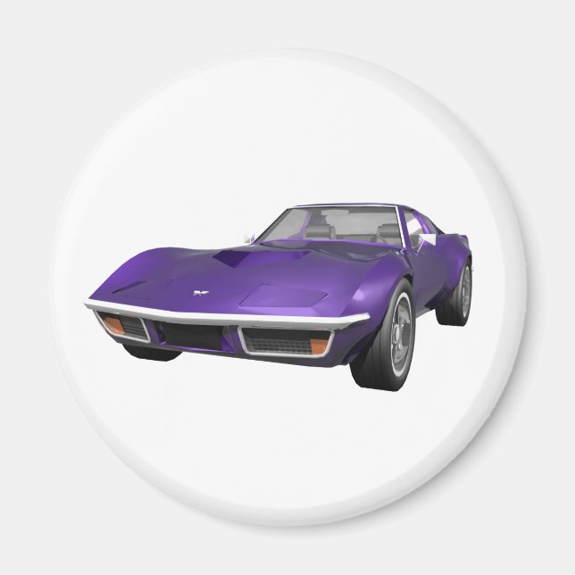 Imã Carro Esportivo Corvette 1970: Acabamento Roxo: (Frente)
