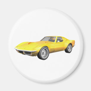 Imã Carro Esportivo Corvette 1970: Conclusão Amarela