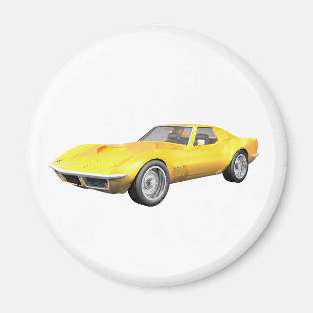 Imã Carro Esportivo Corvette 1970: Fim Amarelo (Frente)