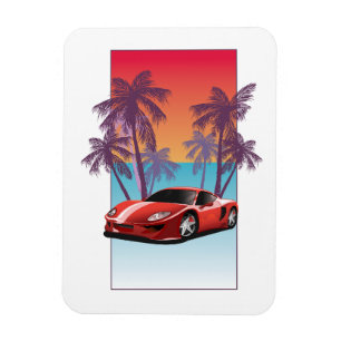Ímã Carro esportivo vermelho vintage