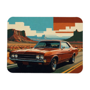Ímã ⭐ Carro Laranja Clássico Viagem Retro