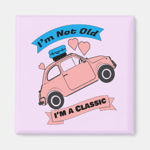 Imã Carro Rosa Clássico Antigo