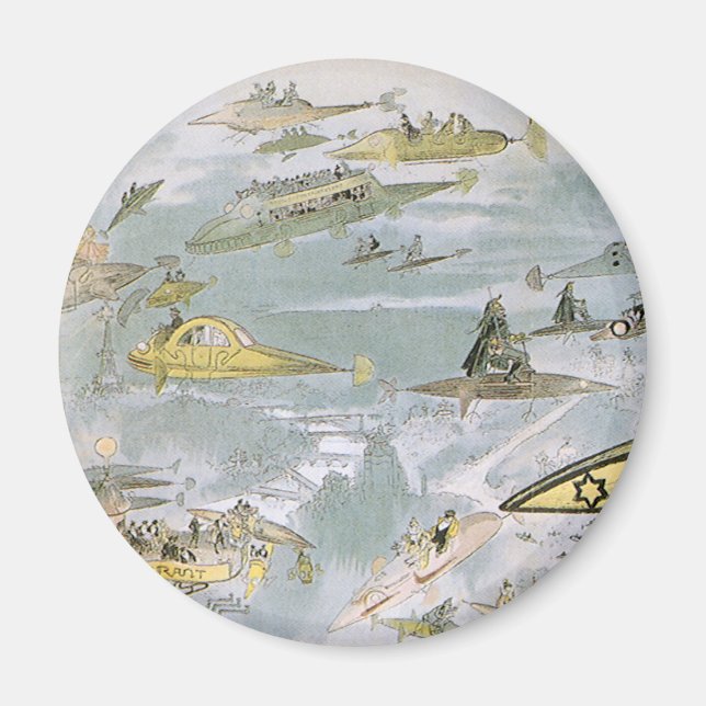 Imã Carros Futurísticos Ficção Científica Vintage, Tax (Frente)