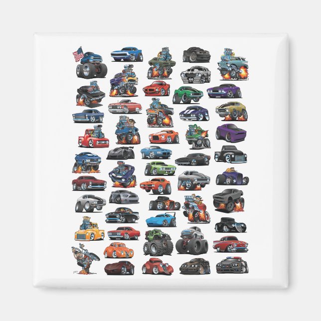 Imã Carros Musculares, Carros Clássicos, Caminhões e h (Frente)