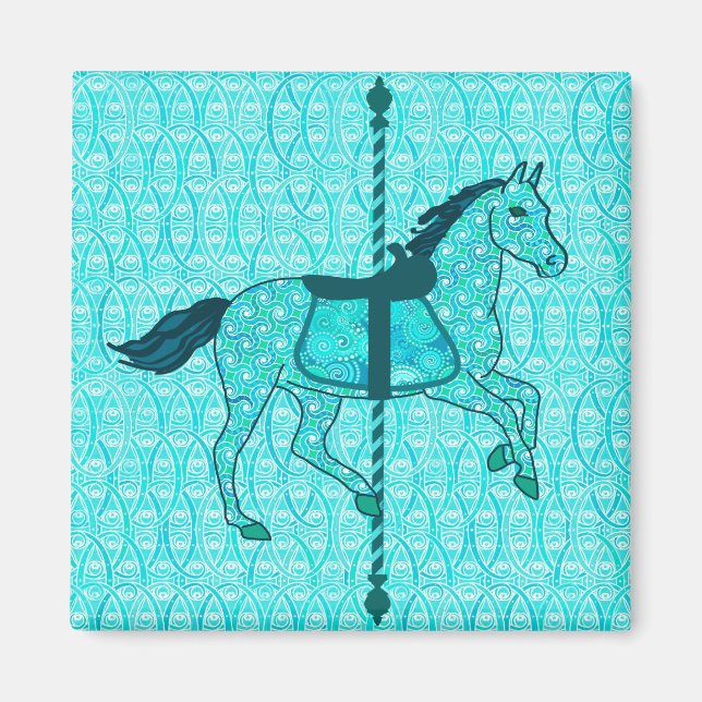 Imã Carrossel Horse - Turquesa e Aqua (Frente)