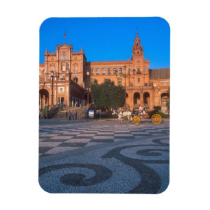 Ímã carruagem desenhada em cavalos na Plaza de Espana