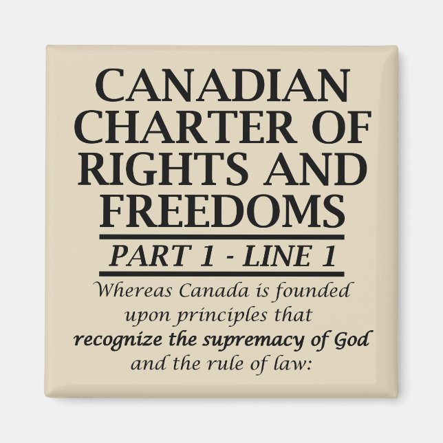 Imã Carta Canadense de Liberdade Religiosa Cristã (Frente)