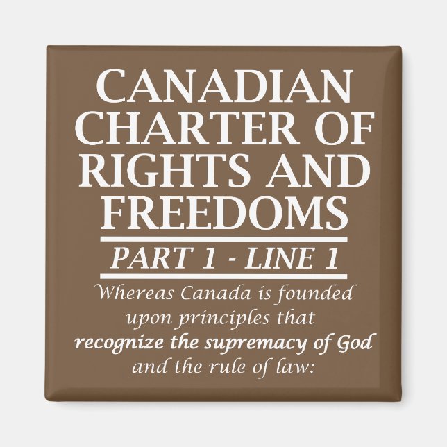 Imã Carta Canadense de Liberdade Religiosa Cristã (Frente)