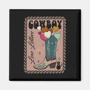 Imã Carta de Amor de Cowboy, Dia dos Namorados Retro,