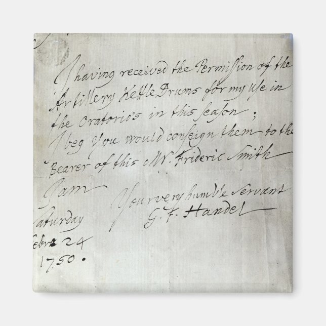 Imã Carta de George Frederick Handel (Frente)