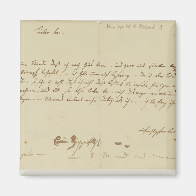 Imã Carta de Mozart a freemason, janeiro de 1786 (Frente)