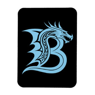 Ímã Carta Estilizada com Dragão B, Alfabeto de Dragão,