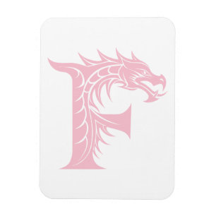 Ímã Carta Estilizada com Dragão F, Alfabeto de Dragão,