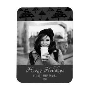 Ímã Cartão com fotos de Natal Black White para Férias
