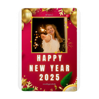 Ímã Cartão com fotos Personalizado Feliz ano novo 2025