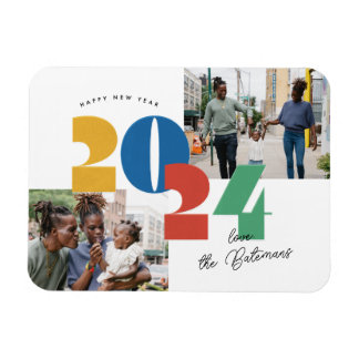 Ímã Cartão com fotos plano de ano novo gravado