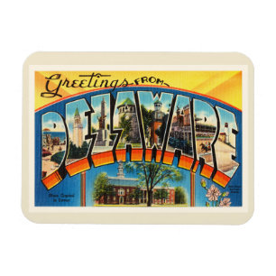 Ímã Cartão das viagens vintage de Delaware Estado DE
