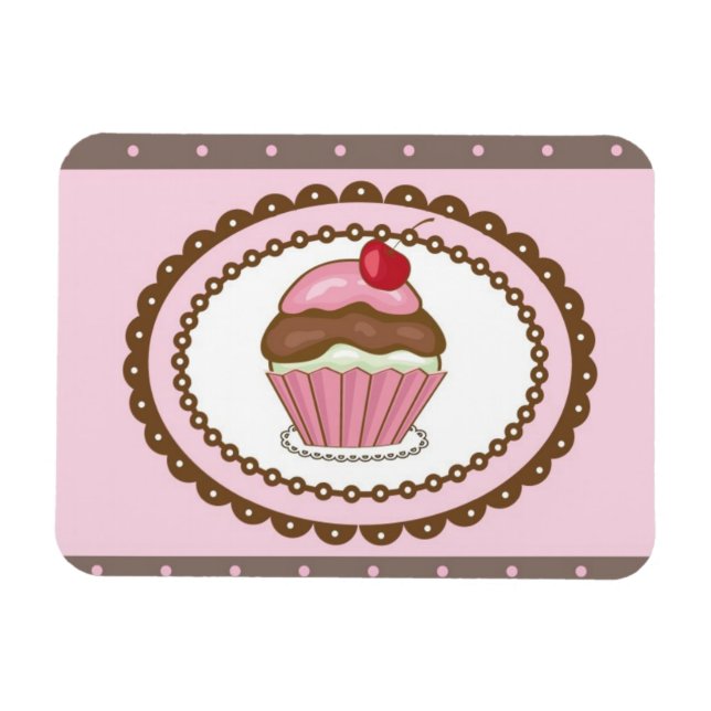Ímã Cartão de aniversário com cupcake (Horizontal)