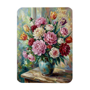 Ímã Cartão de Buquê Floral do Dia das Mães