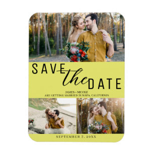 Ímã Cartão de casamento Chartreuse Save the Date 3 Fot